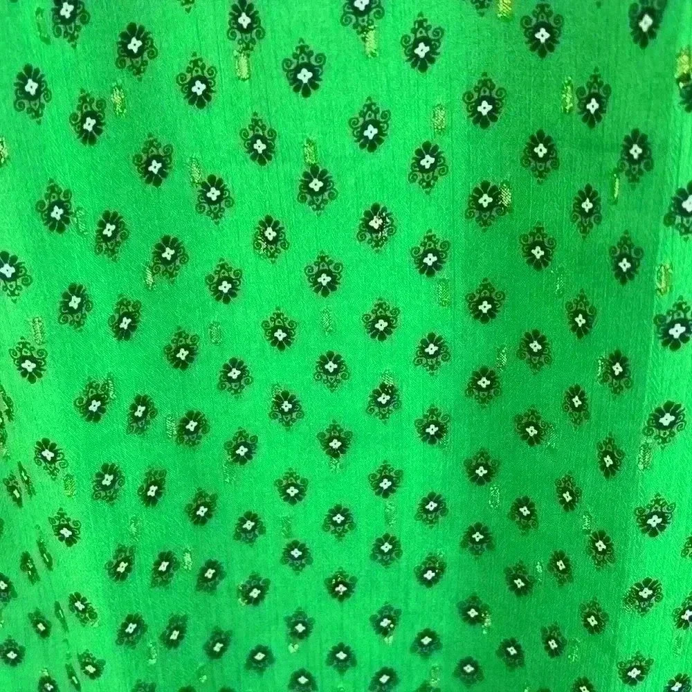 Carolina Belle Blouse Green Women’s Size L Polyester Cap Sleeve Ruffles - Picture 3 of 8